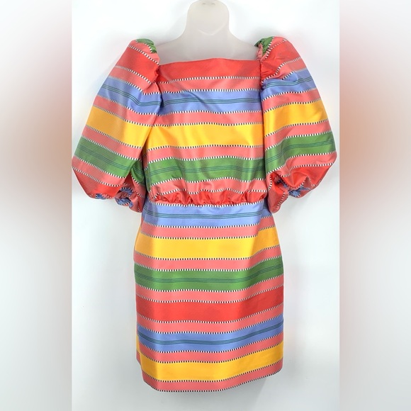 ANTONIO MELANI Dresses & Skirts - Antonio Melani x The Nat Note Nell Striped Jacquard Puff Sleeve Dress - Size 6